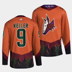 Clayton Keller Arizona Coyotes 2022 Reverse Retro 2.0 Orange #9 Authentic Primegreen Jersey Men's