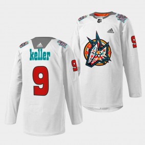 Clayton Keller Arizona Coyotes Los Yotes Night 2022 White Warmup Jersey