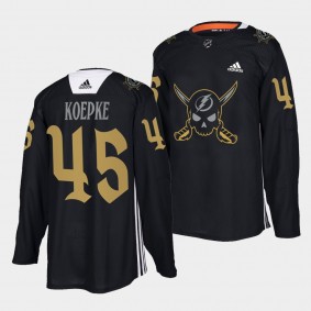 Tampa Bay Lightning Warm Up Cole Koepke #45 Black Jersey Gasparilla inspired