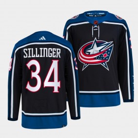 Cole Sillinger Columbus Blue Jackets 2022 Reverse Retro 2.0 Navy #34 Authentic Primegreen Jersey Men's