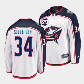 Cole Sillinger Columbus Blue Jackets 2021-22 Away White Player Men Jersey