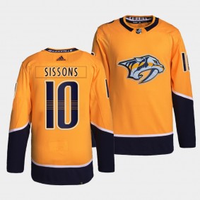 Colton Sissons #10 Predators Home Gold Jersey 2021-22 Primegreen Authentic