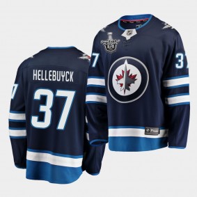 Connor Hellebuyck #37 Jets 2021 Stanley Cup Playoffs Navy Jersey