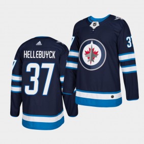 Connor Hellebuyck #37 Jets Authentic Home Men's Jersey