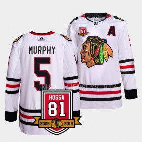 Connor Murphy Chicago Blackhawks Retirement 81Hossa Patch White #5 Authentic Jersey Men's