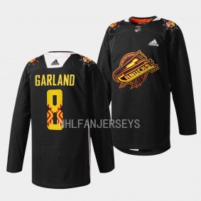 Conor Garland #8 Vancouver Canucks 2023 First Nations Celebration Warm-Up Black Jersey