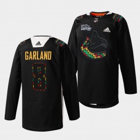 Conor Garland #8 Canucks Black History Month 2022 Kente-inspired Black Jersey