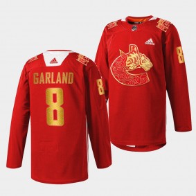 Conor Garland Vancouver Canucks 2022 Lunar New Year Red Tiger Warmup Jersey