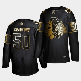 Corey Crawford Blackhawks #50 Golden Edition Authentic Jersey Black