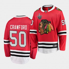 Corey Crawford #50 Blackhawks 2020 Stanley Cup Playoffs Red Home Jersey