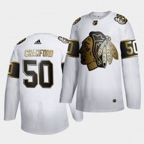 Corey Crawford NHL Blackhawks #50 Golden Edition Limited Jersey White