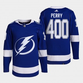 Corey Perry Lightning #10 400 Career Goals Jersey Blue Commemorative Edition