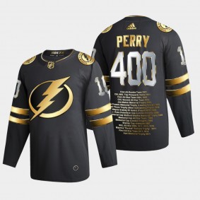 Corey Perry Lightning #10 Golden Career Awards Jersey Black 400 Goals