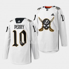 Gasparilla inspired Corey Perry Tampa Bay Lightning White #10 Skull Logo Jersey 2023