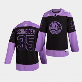 New York Islanders Cory Schneider HockeyFightsCancer Jersey Purple Authentic