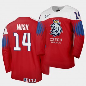 Czech Republic Team Adam Musil 2021 IIHF World Championship #14 Away Red Jersey