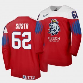 Czech Republic Team Andrej Sustr 2021 IIHF World Championship #62 Away Red Jersey