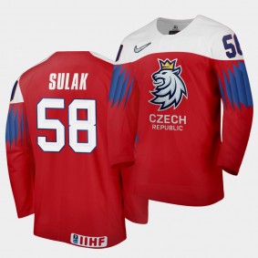 Czech Republic Team Libor Sulak 2021 IIHF World Championship #58 Away Red Jersey