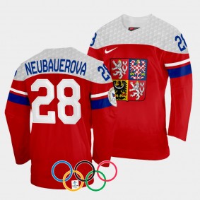 Czech Republic 2022 Winter Olympics Noemi Neubauerova #28 Red Jersey Away