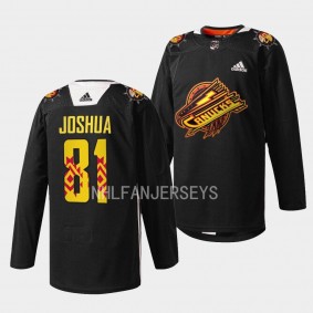 Dakota Joshua #81 Vancouver Canucks 2023 First Nations Celebration Warm-Up Black Jersey