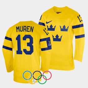 Emma Muren Sweden Women's Hockey 2022 Winter Olympics Home Jersey Yellow