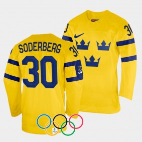 Emma Soderberg Sweden Women's Hockey 2022 Winter Olympics Home Jersey Yellow