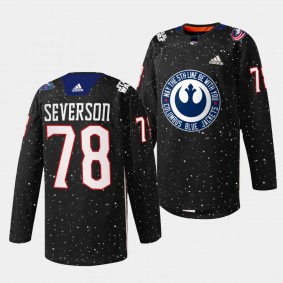 Columbus Blue Jackets 2023 Star Wars Damon Severson #78 Black Jersey Exclusive Edition