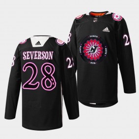 New Jersey Devils 2022 Hispanic Heritage Night Damon Severson #28 Black Warmup Jersey Men's