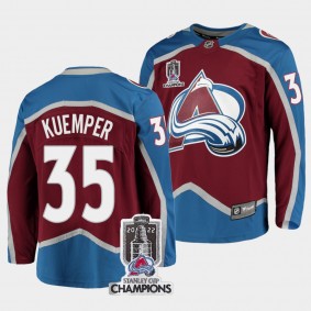 2022 Stanley Cup Champions Colorado Avalanche 35 Darcy Kuemper Burgundy Jersey Home