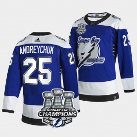 3x Stanley Cup Champions Tampa Bay Lightning Dave Andreychuk Blue Reverse Retro 25 Jersey