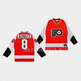 Dave Schultz Philadelphia Flyers Blue Line 1974 Throwback Orange #8 Jersey Mitchell Ness