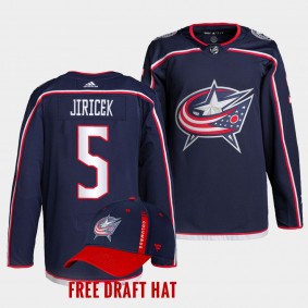 Columbus Blue Jackets David Jiricek 2022 NHL Draft Navy Authentic Primegreen Jersey Home