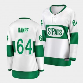 David Kampf #64 Maple Leafs 2022 St. Pats Premier White Jersey Women