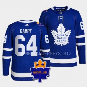 Toronto Maple Leafs 2022 The King Borje Patch David Kampf #64 Blue Authentic Jersey Men's