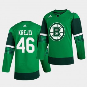 David Krejci #46 Bruins 2020 St. Patrick's Day Authentic Player Green Jersey Men's