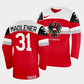 Austria 2022 IIHF World Championship David Madlener #31 Red Jersey Away