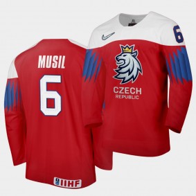 Czech Republic David Musil 2020 IIHF World Championship Red Away Jersey