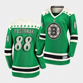 David Pastrnak #88 Bruins 2021 St. Patrick's Day Green Jersey Women