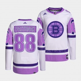 Hockey Fights Cancer David Pastrnak Boston Bruins White Purple #88 Primegreen Jersey 2022