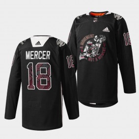 Dawson Mercer Devils #18 Black History Month 2022 Jersey Black Warm-up