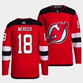 Dawson Mercer #18 Devils Home Red Jersey 2021-22 Primegreen Authentic