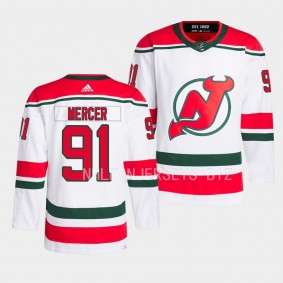 Dawson Mercer New Jersey Devils 2022-23 Heritage White #91 Primegreen Authentic Pro Jersey Men's