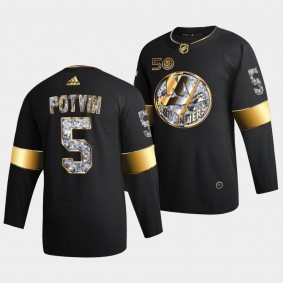 Denis Potvin New York Islanders Golden Diamond #5 Black 50th Anniversary Jersey