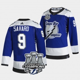 3x Stanley Cup Champions Tampa Bay Lightning Denis Savard Blue Reverse Retro 9 Jersey