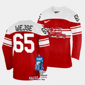 Denmark #65 Christian Wejse 2023 IIHF World Championship Away Jersey Red