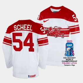 Felix Scheel Denmark Hcokey 2023 IIHF World Championship Home Jersey White