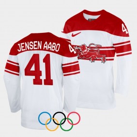 Jesper Jensen Aabo Denmark Hockey 2022 Winter Olympics Home Jersey White