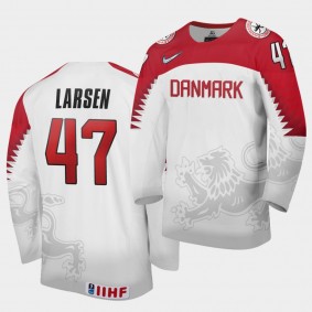 Oliver Larsen Denmark Team 2021 IIHF World Championship Home White Jersey