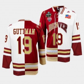 Cole Guttman Denver Pioneers 2022 Frozen Four Championship Crimson White Split Edition Jersey 19