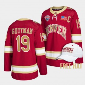 Denver Pioneers Cole Guttman 2022 NCAA Regional Finals Crimson Hockey Jersey